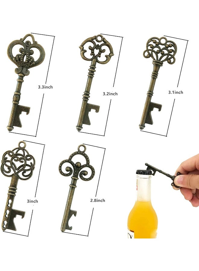 WODEGIFT 50pcs Bottle Opener,Wedding Favors Vintage Skeleton Key Bottle Opener,Key Bottle Openers with Escort Tag Cards and Key Chains Wedding Gifts for Guest（Bronze,5 styles） - Image 4